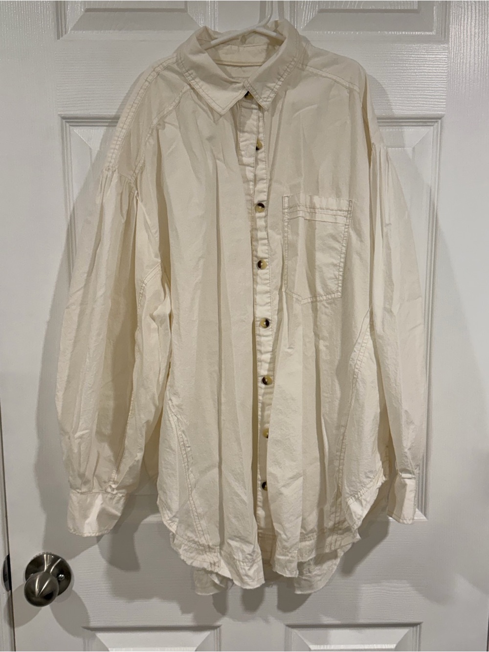 We The Free Cream Button-Up Shirt Jacket